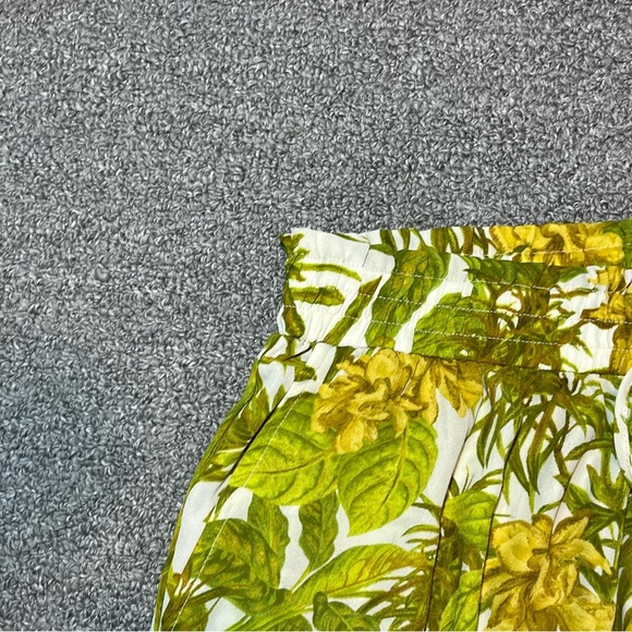 Rose & Olive Floral Sheer Wide Leg Pants Womens Size Medium Green Drawstring - Picture 3 of 11